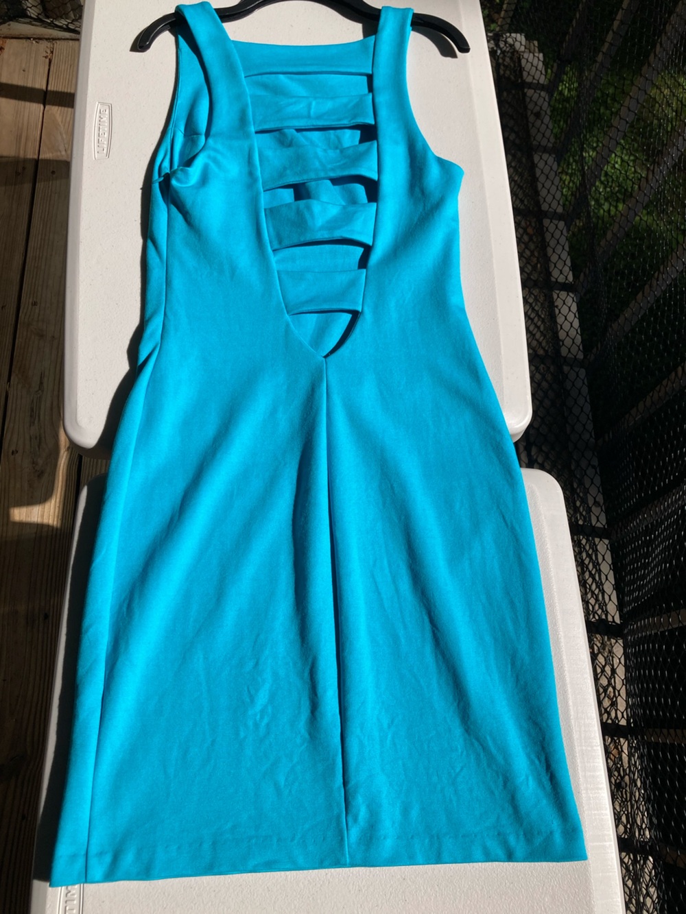 Amanda Uprichard Cut Out Back Detail Teal Blue Dress - Picture 4 of 12